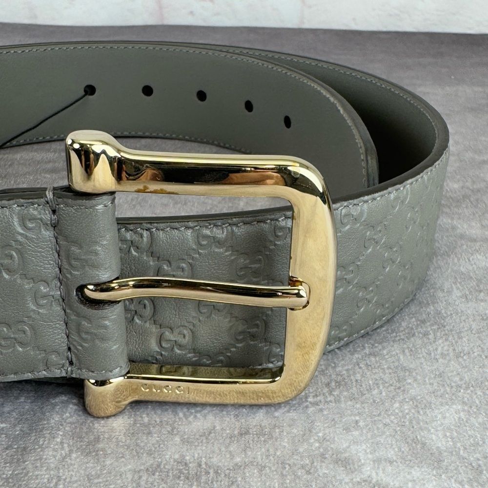 Gucci Microguccissima Embossed Gray Leather Belt 281548 100/40 - Picture 2 of 12